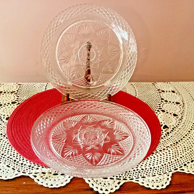Vintage 3 Cristal D'Arques Durand /Luminarc ''Star'' Glass 10 In. Dinner Plates