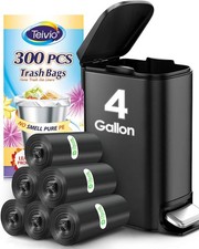 4 Gallon 300 Counts Strong Trash Bags Garbage 1 Count Pack of 300 , Black
