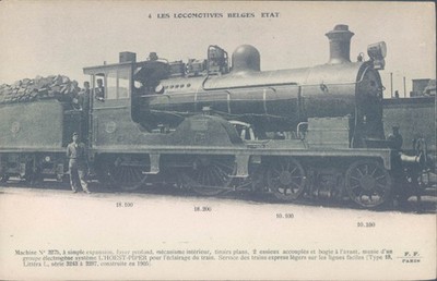 BELGIUM Belgian railways Nr 3275 locomotive 1910s PC