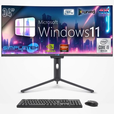 Aio Core I9 10Th 34'' Curved 4K 165Hz Gaming Win11 16Gb 960Gb GPU GTX1650