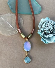 $299 Sundance Charm Necklace leather suede cord handmade artisan jewelry