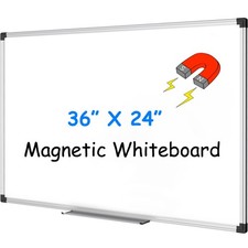 Magnetic Whiteboard 36 x 24 Inch, Hanging Dry Erase Board with Aluminium Fram...