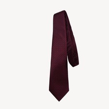 Roundtree  Yorke Silk Tie Burgundy Blue Geometric Pattern Handmade Men  s