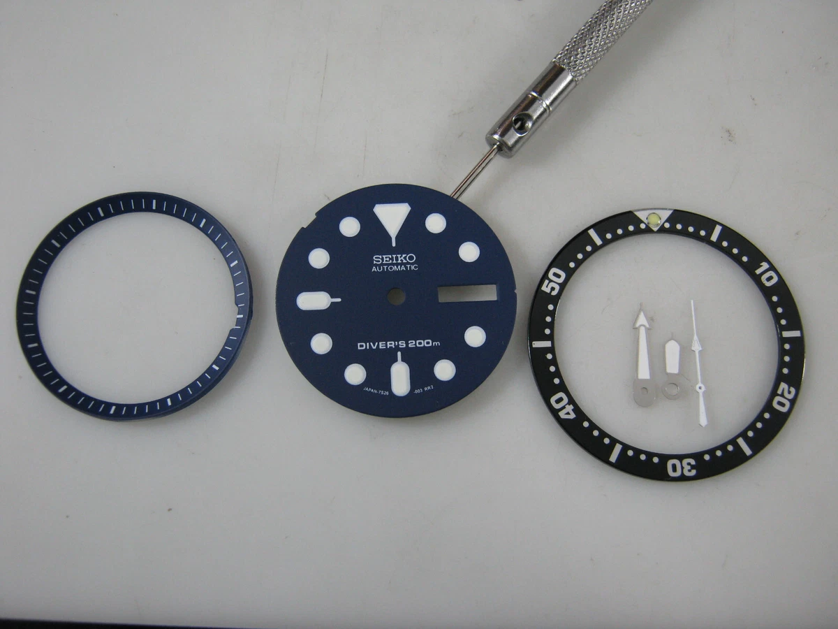 New Set of Dial Hands Minute Track Bezel Insert Seiko SKX013