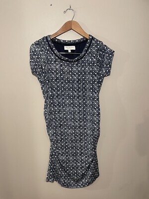 blue maternity dress short PinkBlush Blue Printed Fitted Maternity Dress