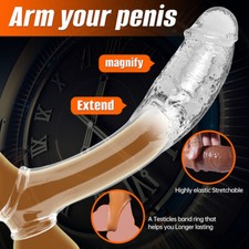 Reusable Penis-Extender-Sleeve-Stretcher-Male Girth-Enhancer-Enlarger-Condom MEN