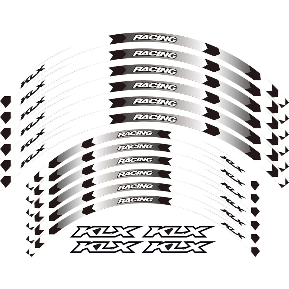PARA KAWASAKI KLX 400/R 450R 230/R 300/R 21" 18" LLANTAS RAYAS PEGATINAS RUEDA Foto 4 de 4