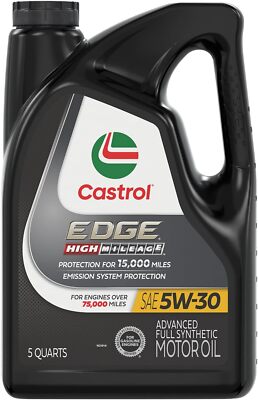 Castrol EDGE High Mileage 5W-30 Full Synthetic Motor Oil, 5 Qt