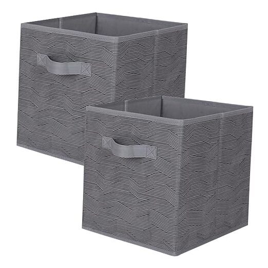 Storage Bins, Foldable Fabric Storage Cubes and 2 Dark Gray With Black Stripe-image