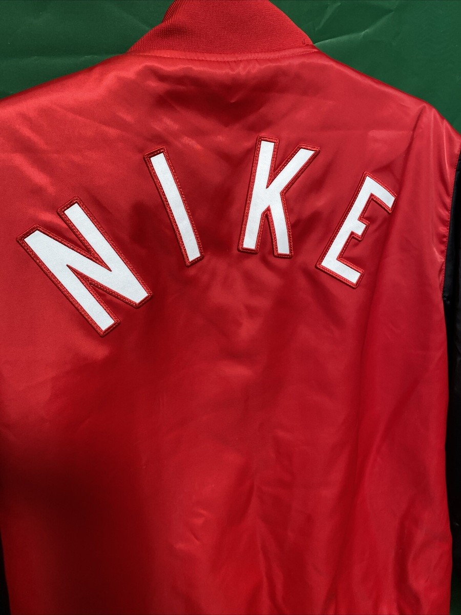 Nike Air Mens Varsity Jacket XL Red and Black Old School | eBay