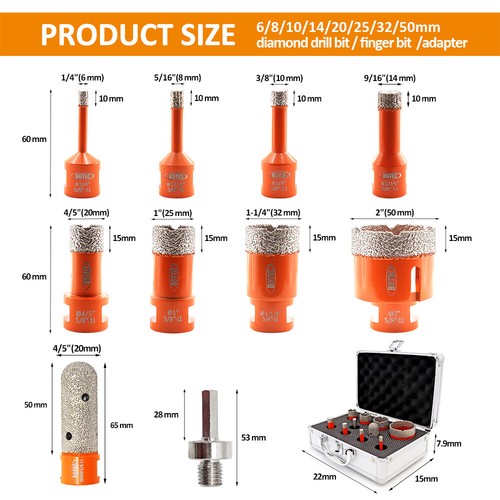 10pcs/box Diamond Drilling Core Bits Stone Marble Ceramic Tile Cutter Hole Saw - Picture 6 of 11