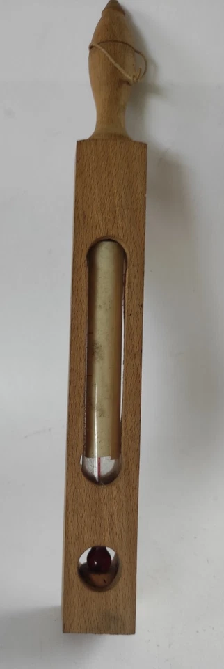 Joli Thermomètre En Bois Ancien Vintage  - Photo 3/4