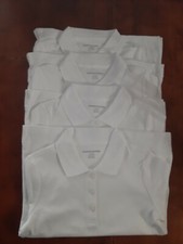 4pack Essentials Boys Uniform Short-Sleeve Pique Polo Shirts White size small