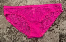 NWT VICTORIA'S SECRET M PINK SCALLOP LACE MESH LOGO BAND RARE BIKINI PANTIES