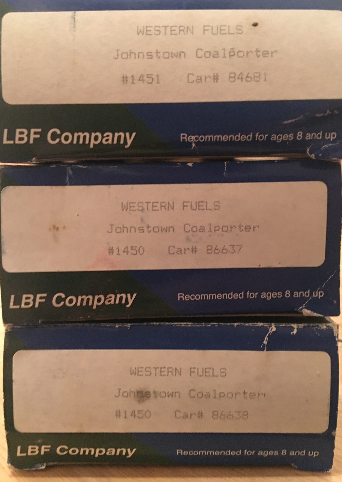 HO Lot of 3 LBF Western Fuels WFAX Johnstown Coalporter Coal Car