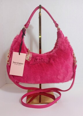 NWT Juicy Couture Pink Flash Faux Fur Crossbody Purse