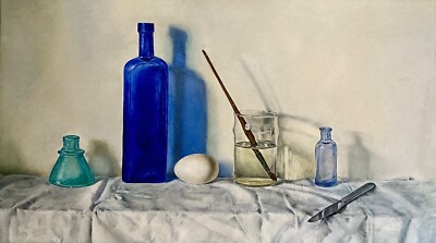 ''Experience With Light'' Orig Trompe L Oeil Still Life Oil on Panel Drew Strouble