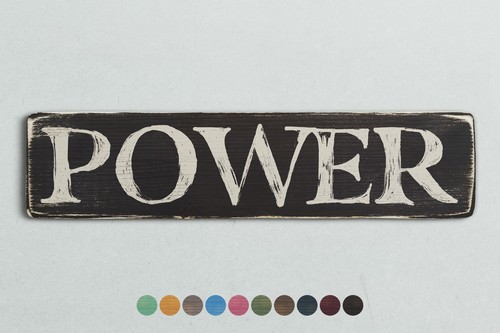POWER Vintage Style Wooden Sign. Shabby Chic Retro Home Gift - 第 1/2 張圖片