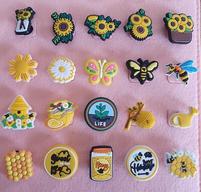 Croc Shoe Charms SUNFLOWER DAISIES HONEY BUBMBLE BEE YELLOW UK SELLER  UK