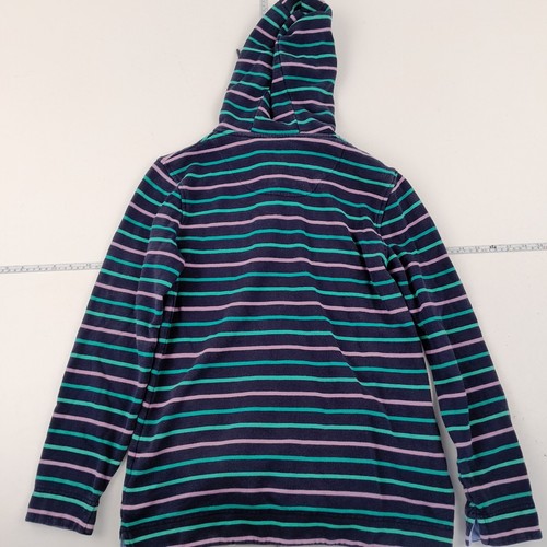 CREW CLOTHING Hoodie 8 Blue Striped Womens Hooded Sweatshirt Overhead Pullover - Picture 8 of 10