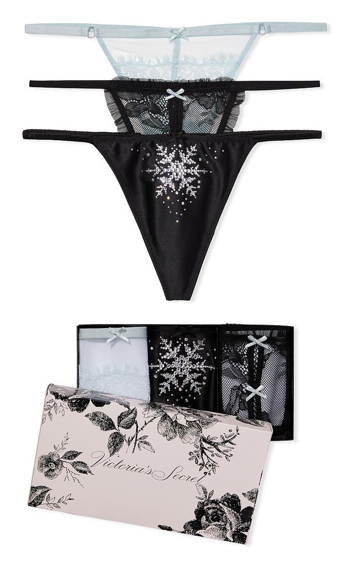 3 PAIRS VICTORIAS SECRET DREAM ANGELS V STRING THONG PANTY BOX
