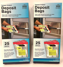 2x Nadex Tamper-Evident Deposit Bags, 9 x 12", Clear, Pack of 25 Bags (50 total)