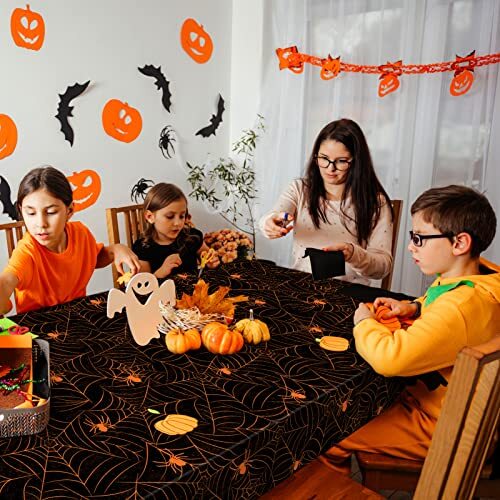 3Pc Halloween Tablecloth 54"x108" Rectangular Table Covers Halloween Party Decor - Foto 4 di 7