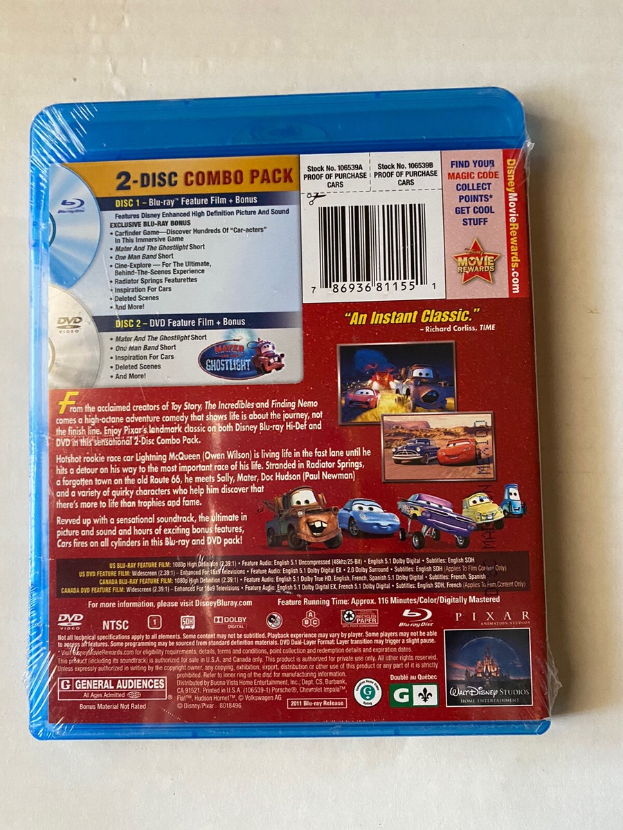 Disney Pixar Cars Blu-Ray + DVD 2 Disc New Sealed | eBay