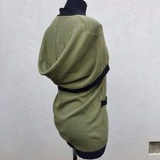 Angelo Tarlazzi Vtg Knit Sweater Top S/S Olive Green Black Cape Sleeve Size 6