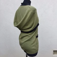 Angelo Tarlazzi Vtg Knit Sweater Top S/S Olive Green Black Cape Sleeve Size 6