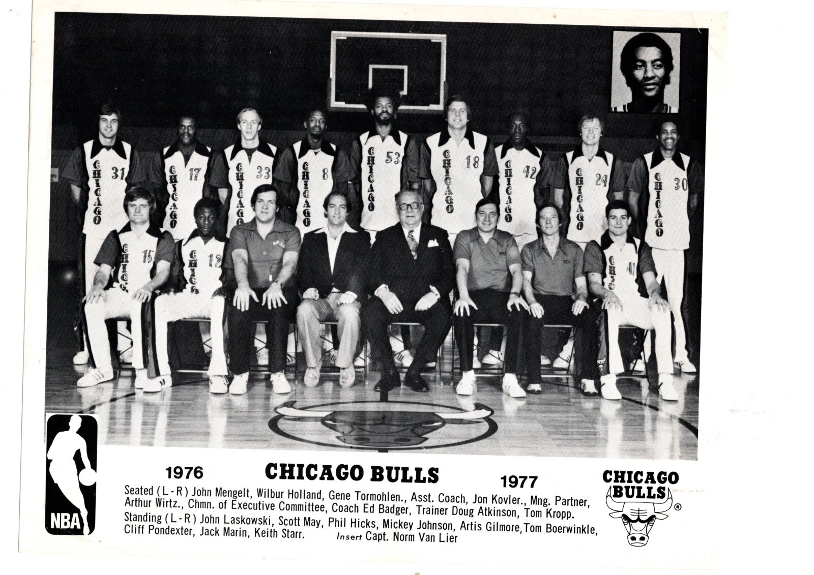 VINTAGE ORIGINAL 1976 1977 CHICAGO BULLS 8x10 TEAM PHOTO GILMORE VAN LIER - 画像1/2