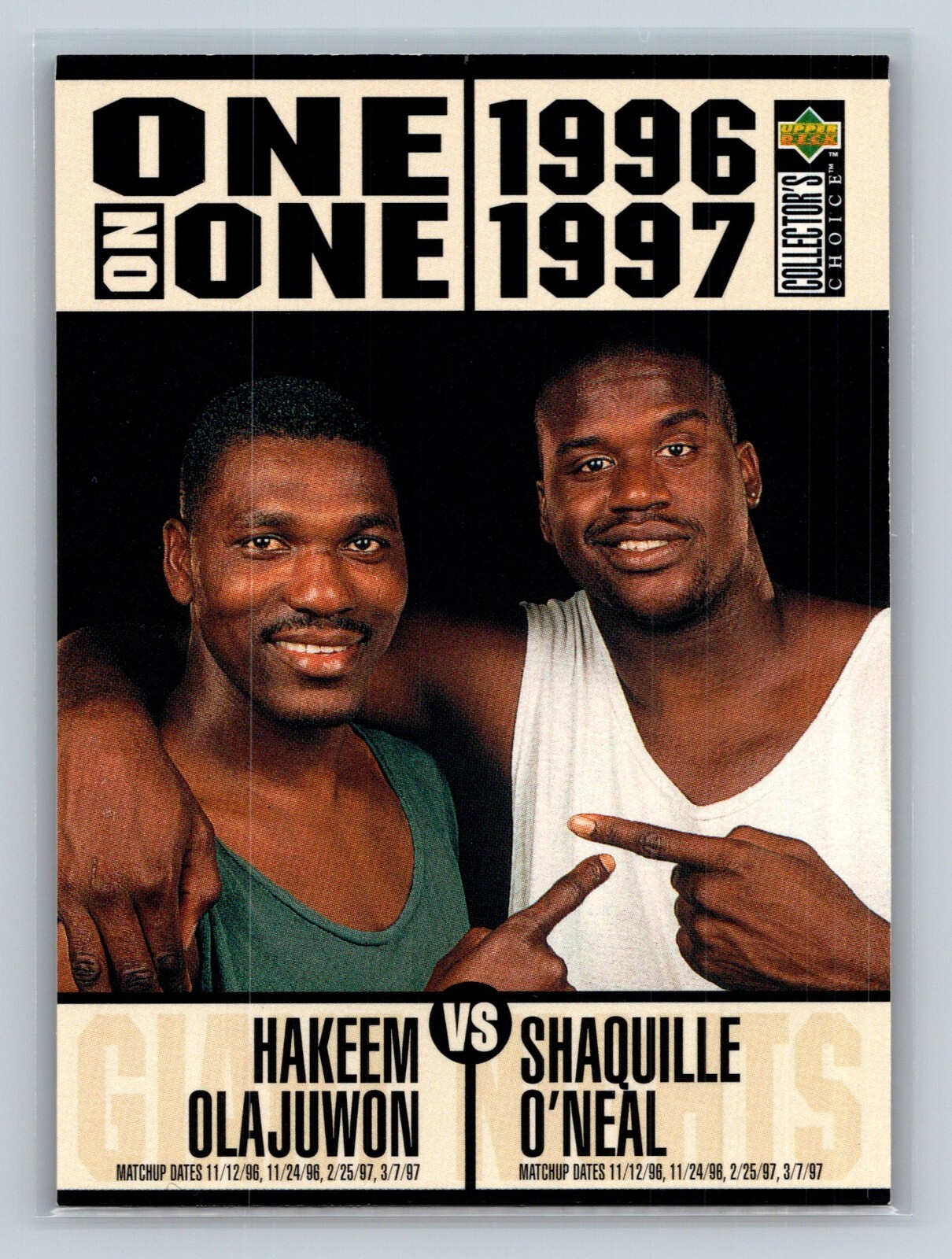 1996-97 Upper Deck Collector's Choice Hakeem Olajuwon Shaquille O'Neal Card #357