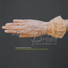 Flower Pattern Women's Lace Gloves with Ruffle-Wrist Length, Various Colors