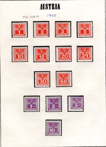 AUSTRIA 1894 -1957 COLLECTION OF POSTAGE DUES SCOTT # J1 -J259 IN HINGLESS PAGES - Picture 8 of 17