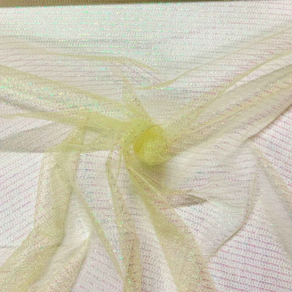 Tüll Grob Gelb Lurexfaden Chrome Schimmer Karneval Bekleidung Kostüm Deko Stoff - Bild 2 von 4