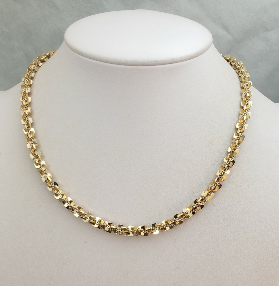 Gold Tone Twisted Chain Vintage Choker Collar 1960's Statement Necklace eBay