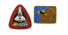 NASA PIN PAIR vtg GALILEO Jupiter probe Space Shuttle ATLANTIS STS-34