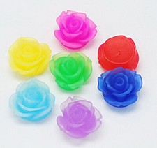 Frosted Flower Cabochons Resin Assorted Lot Rose Flat Backs Flatback 18mm 50pc