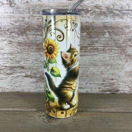 Landkätzchen Schmetterling Sonnenblume 20 Unzen dünner Becher - Bild 4 von 6