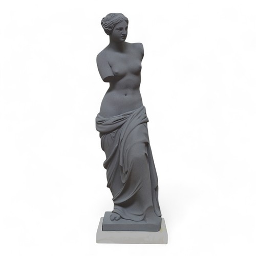 Sculpture de table Vénus de Milo en marbre gris fumé base albâtre H 40 cm - Photo 6 sur 8