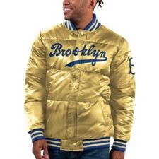 Men's Starter Gold Brooklyn Dodgers Cooperstown Collection Bronx Satin Full-Snap