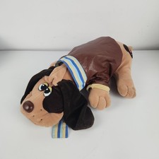 TONKA Pound Puppy Stuffed Animal Plush Dog VTG 1985 Large Brown Spots Red Collar