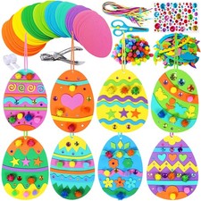 32 Sets Easter Craft Kits DIY Egg Ornaments Decoration Art Sets Assorted Foam...