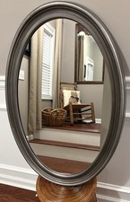 American Pride Cabinets Oval Wall Mirror Brushed Silver 30x19 Farmhouse