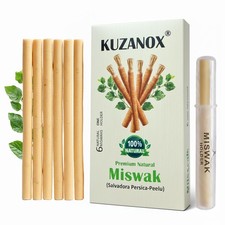 Natural Miswak Sticks Pack 6 Holder Organic Wooden Chewing Toothbrush Fresh Brea