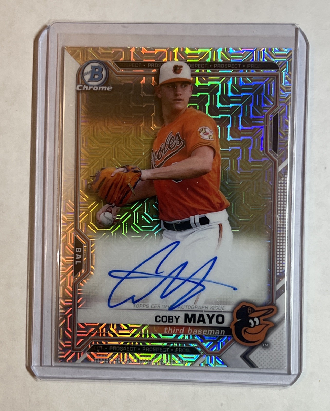 Coby Mayo 2021 Bowman Mega Box Chrome Mojo Auto Autograph #BMA-CM Orioles