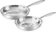 Stainless Steel Frying Pan Set 2 Piece, 8,10 Inch Tri-Ply Frying Pans Non Stick,