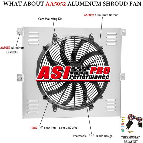 Aluminum Shroud 16" Fan For 1953-1956 1955 Ford F100 F250 F350 Pickup Chevy V8