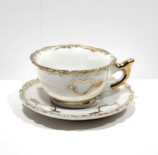 Just Married Handpainted w.Gold Made in Japan Mini Cup  Saucer RARE DISC ANT