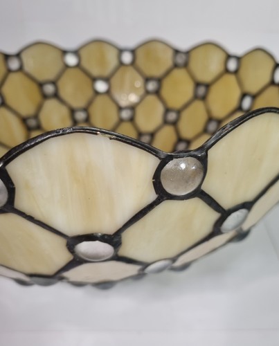 Tiffany Style Large Cream & Clear Bead Round Light Lampshade 34cm No Fittings - Picture 11 of 12